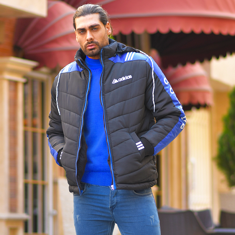 کاپشن مردانه Adidas مشکی آبی مدل Enal