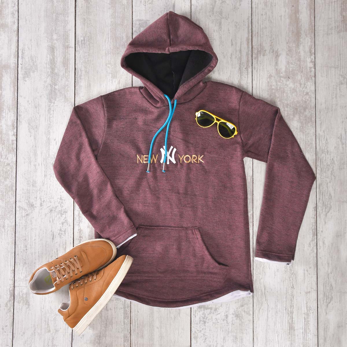 هودی مردانه مدل new york رنگ زرشکی