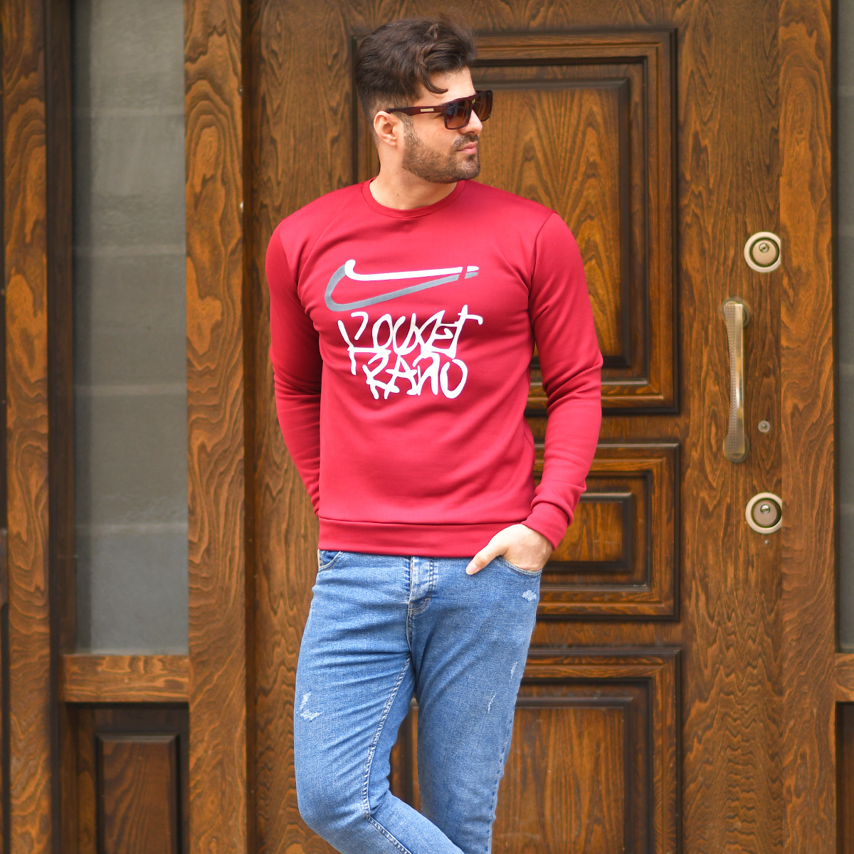 پلیور تو کرکی قرمز مردانه مدلRARO