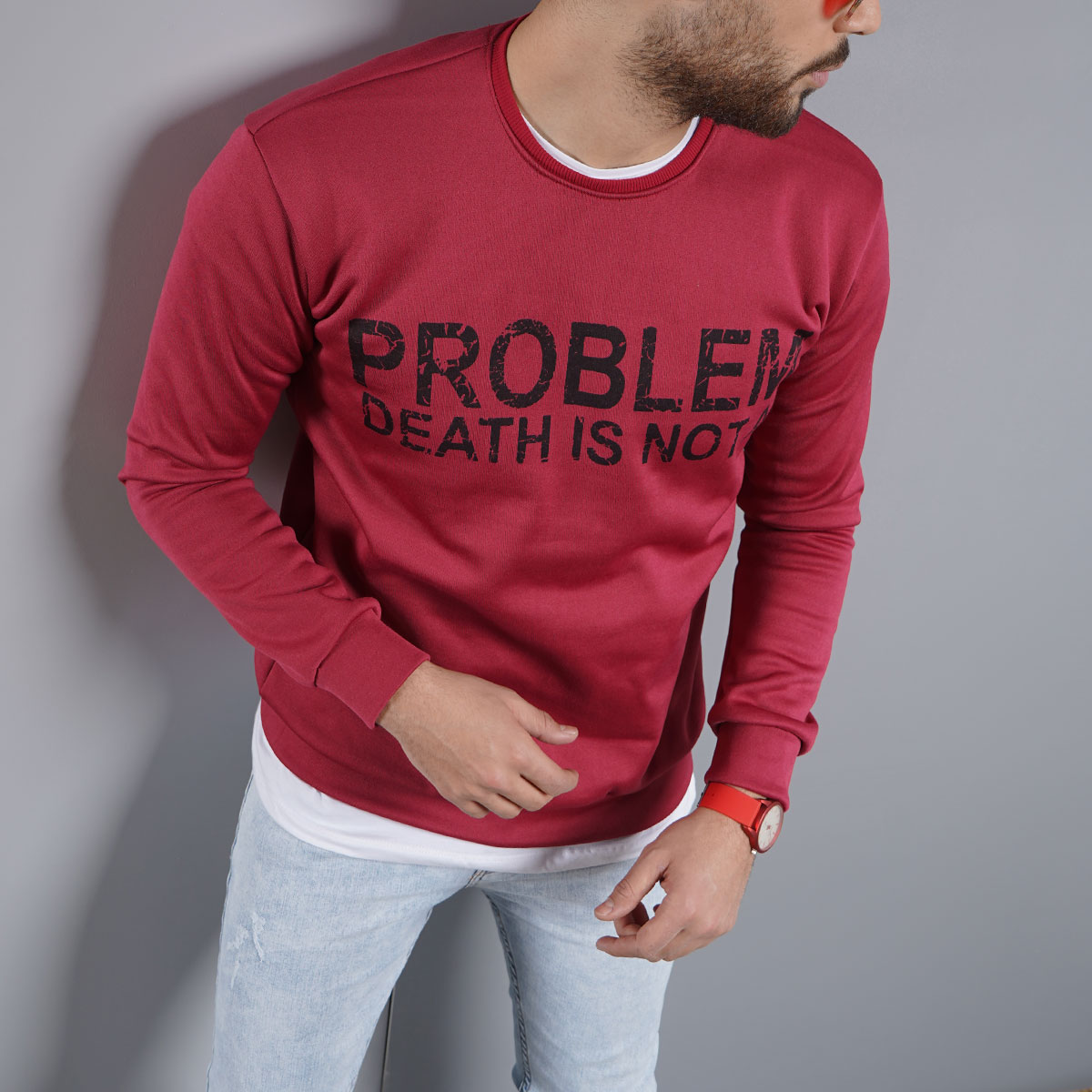 پلیور تو کرکی قرمز مردانه مدل Alferd