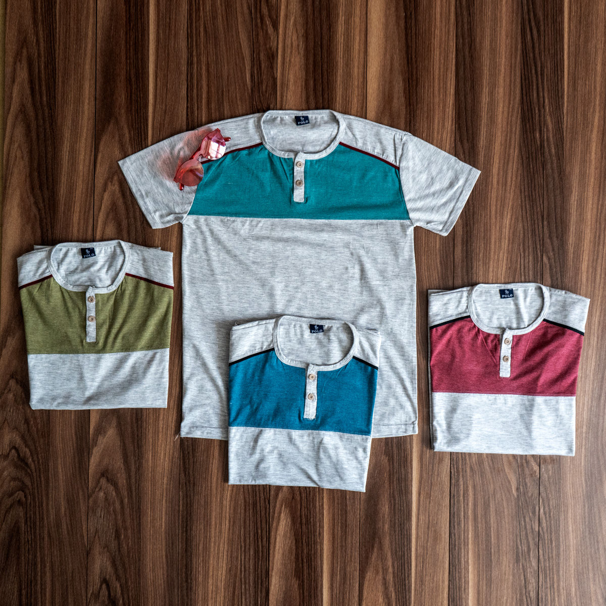 تیشرت مردانه طوسی روشن آبی مدل Ratim