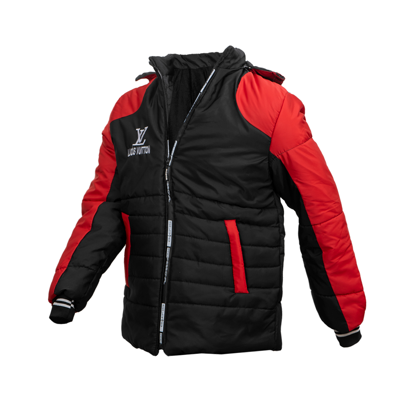 کاپشن مردانه مشکی قرمزمدل LV