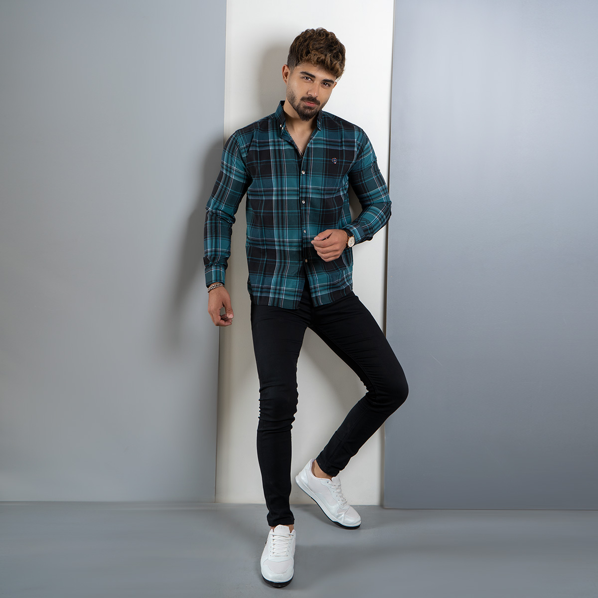 پیراهن مردانه سبز مدل denis