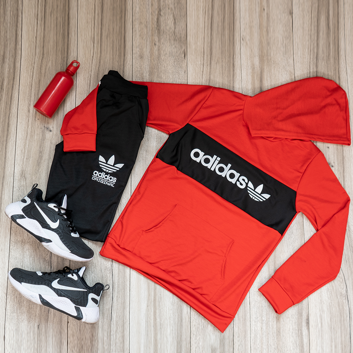 ست هودی شلوار آدیداس قرمز مدل Sadri