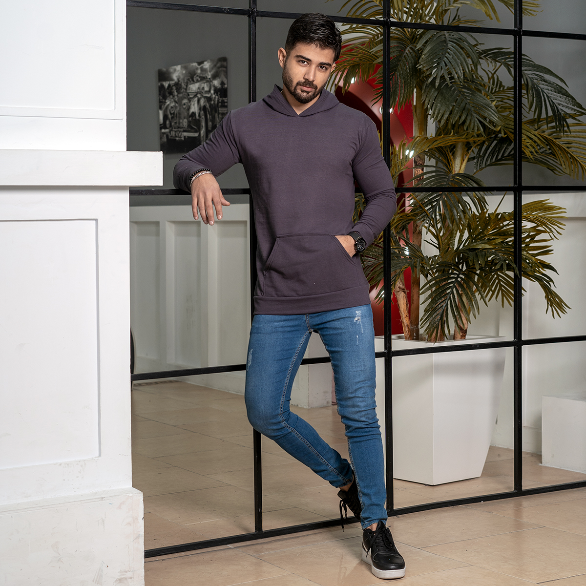 هودی مردانه بنفش مدل Ramtin