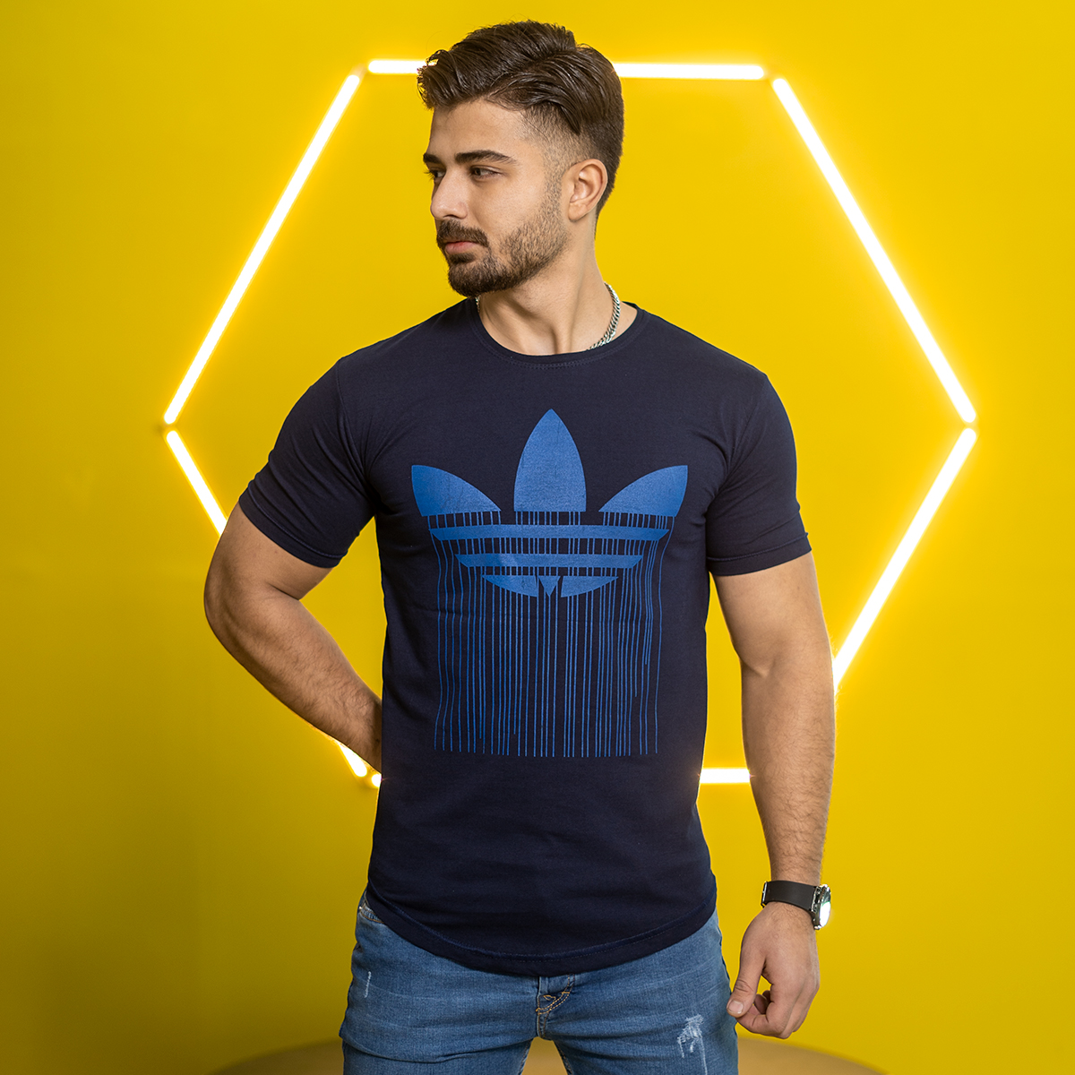 تیشرت آدیداس سرمه ای مردانه مدلAtron