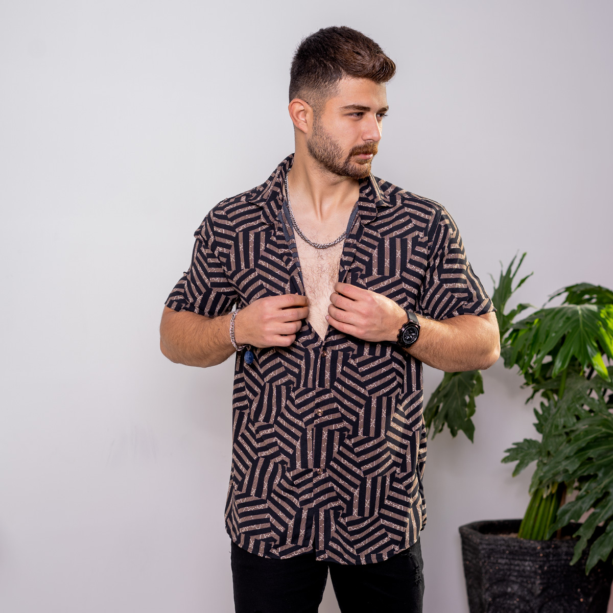 پیراهن هاوایی مردانه مدل G802