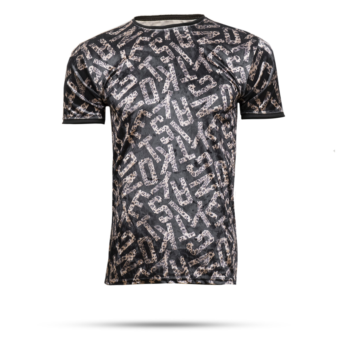 تیشرت مخمل طرح حروف مردانه مدل poria