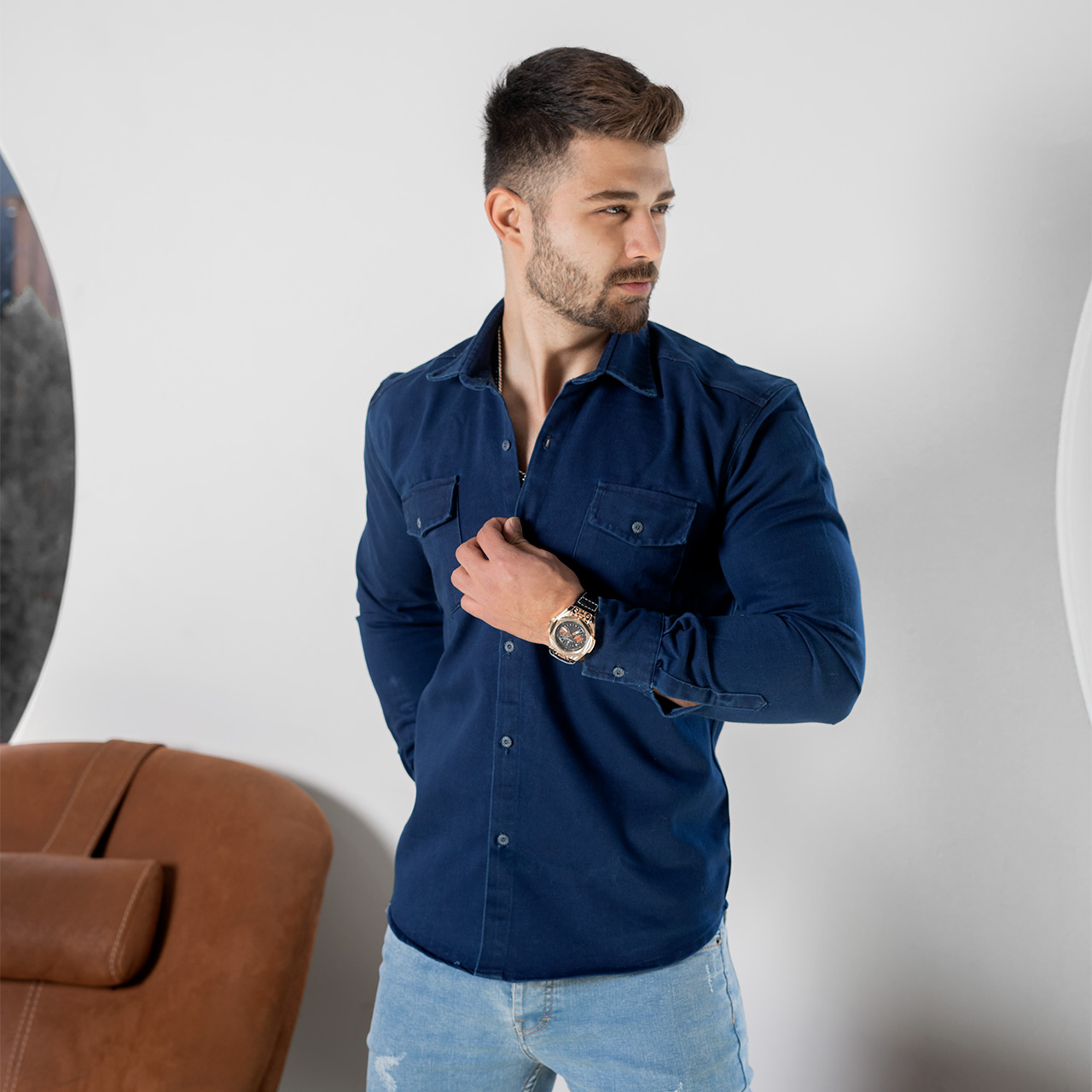 پیراهن مردانه سرمه ای مدل Opik