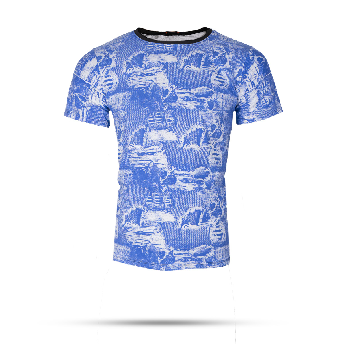 تیشرت طرحدار آبی مردانه مدل TOTIX