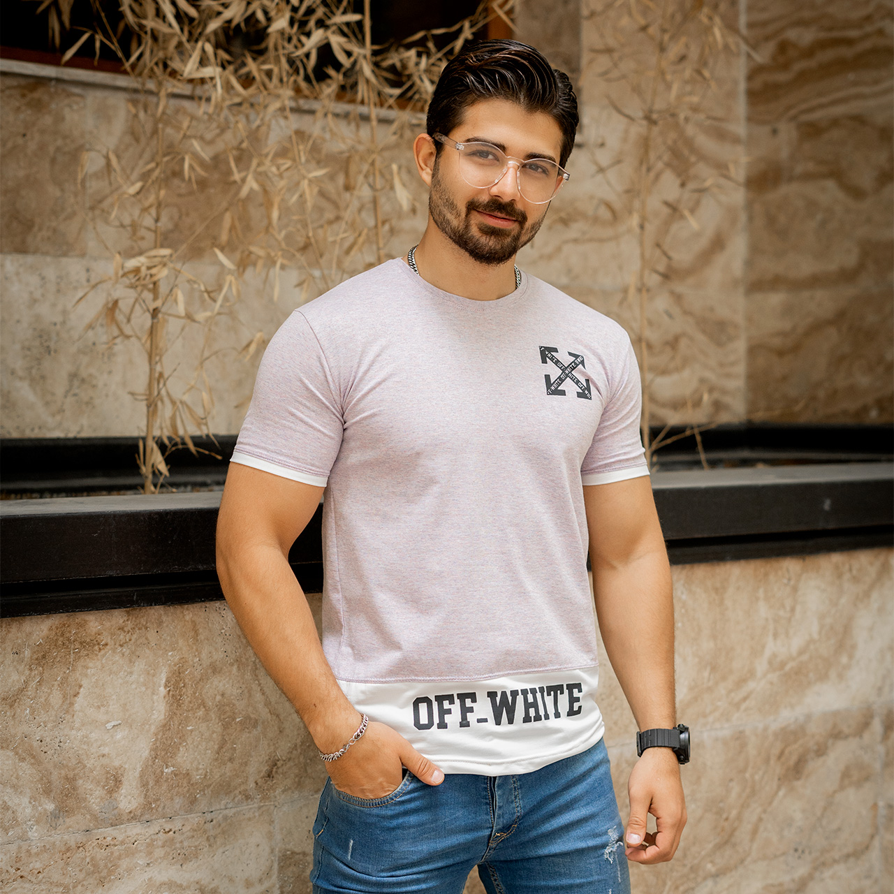 تیشرت Off-White مردانه بنفش مدل Clold