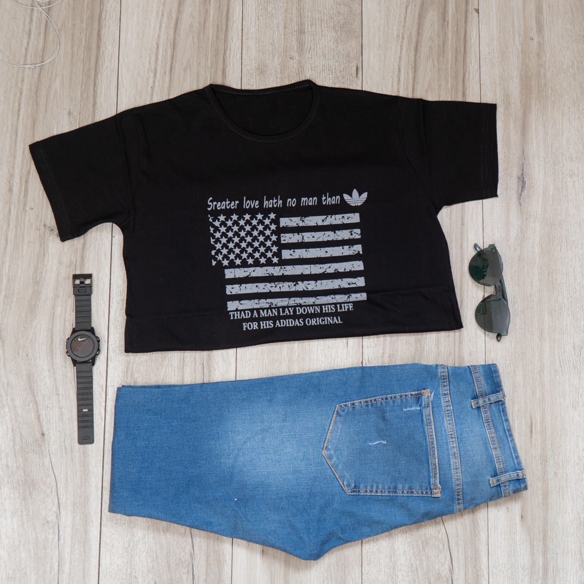 تیشرت مردانه مشکی (T) مدل Amrika