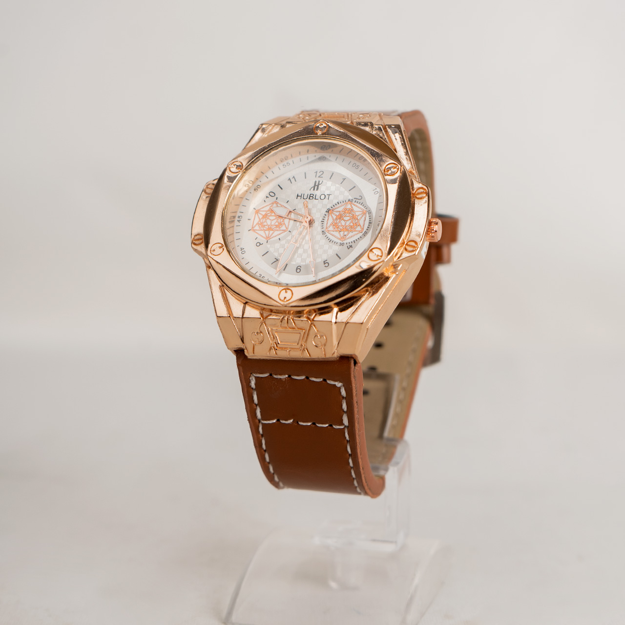 ساعت مچی Hublot قهوه ای قاب طلایی مدل G705