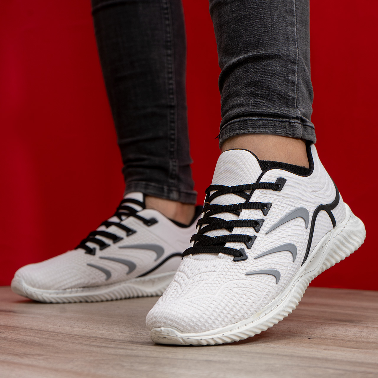 کفش ورزشی سفید طوسی مردانه مدل R76