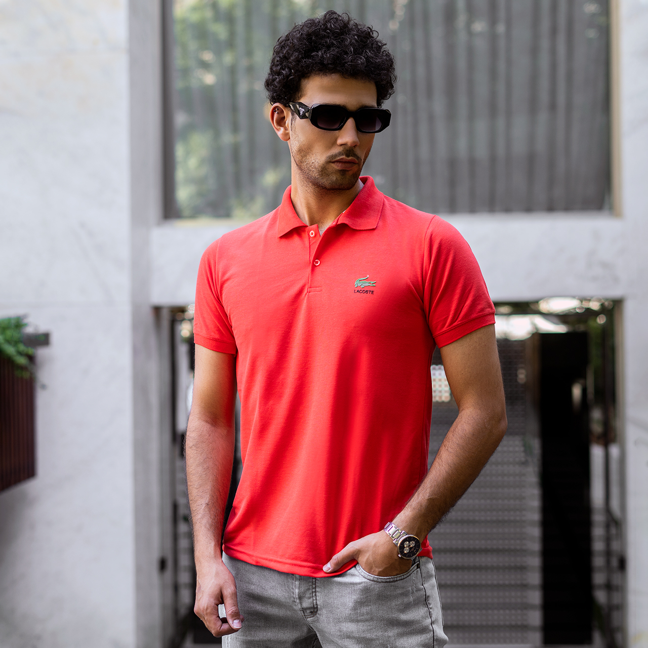 تیشرت مردانه Lacoste جودون-نارنجی مدل Mahyar