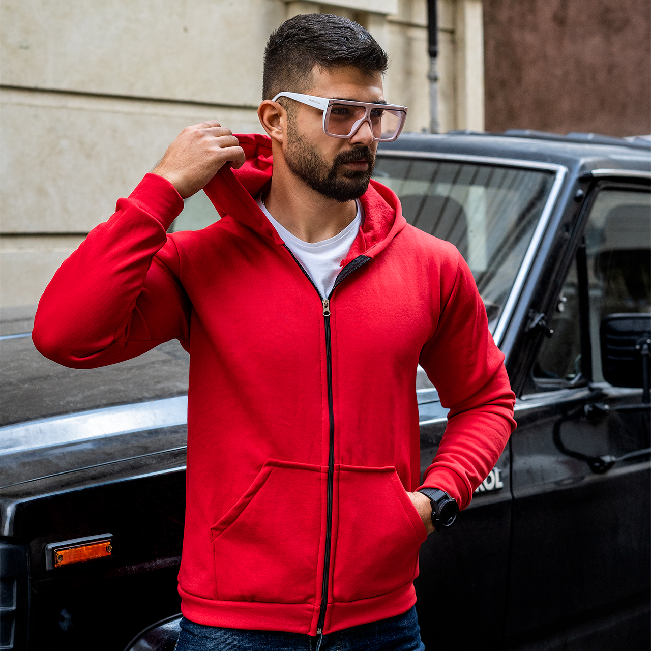 سوییشرت قرمز مردانه مدل sabin