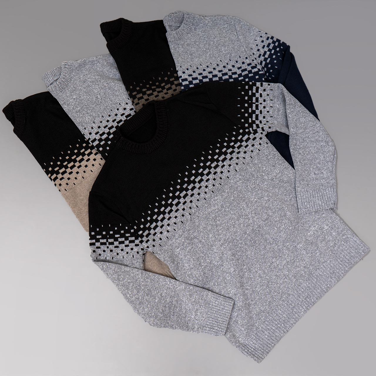 پلیور مردانه دو رنگ طوسی مشکی مدلShatel