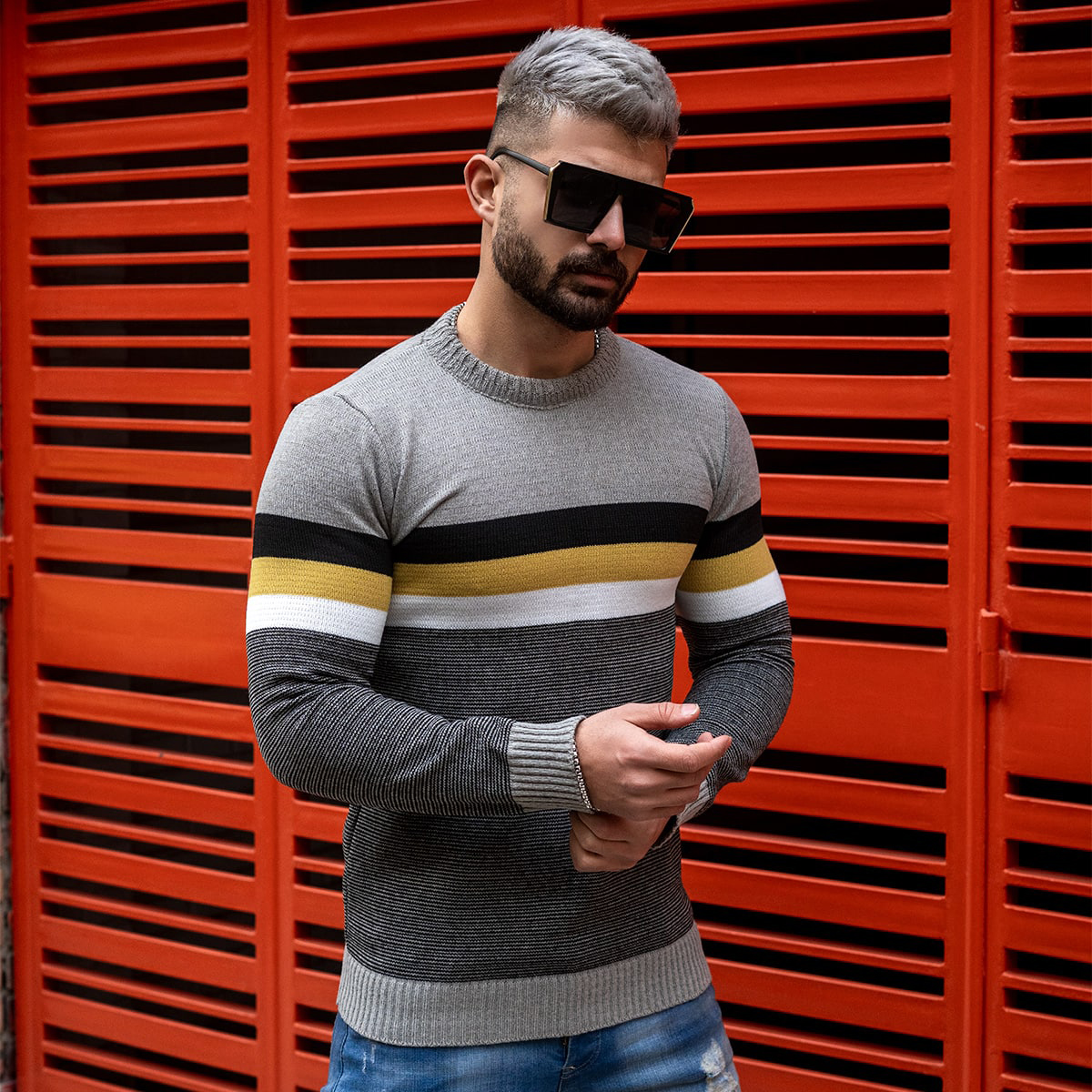 پلیور مردانه کرم مدل MISHA