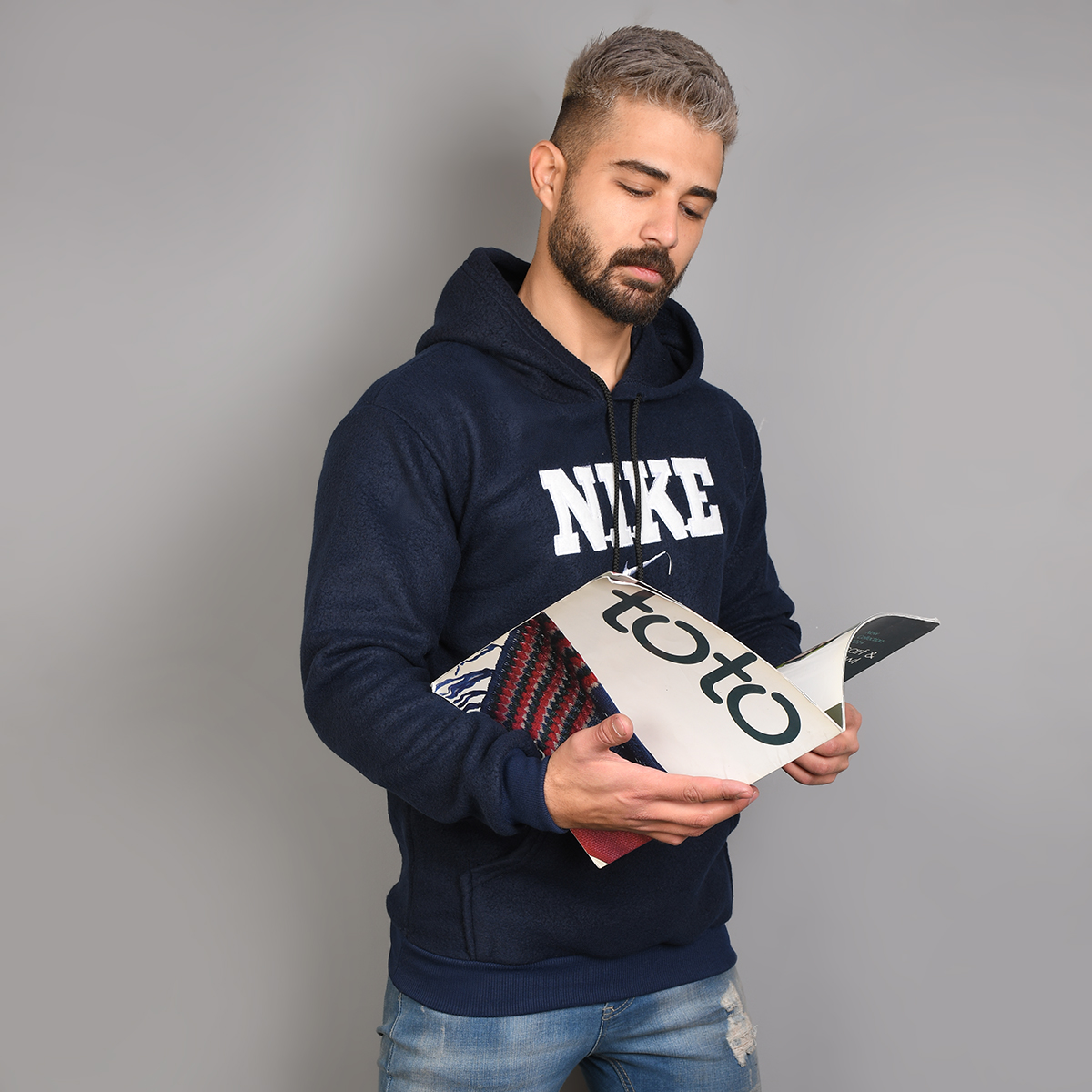 هودی نایک( سفید) سرمه ای مردانه مدل Rator