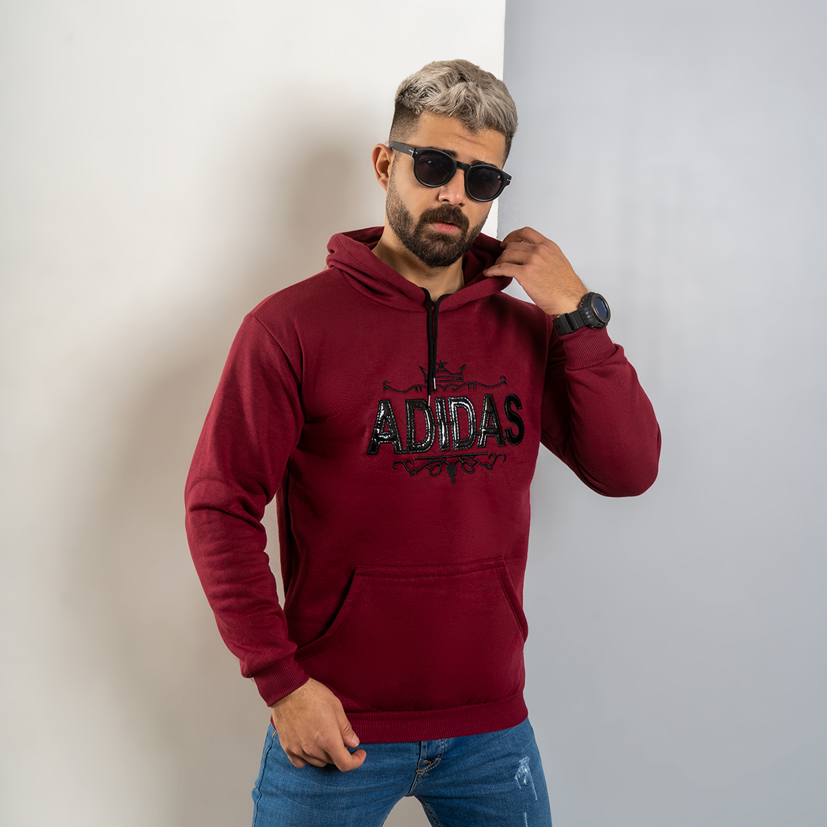 هودی مردانه Adidas زرشکی مدل Sahand