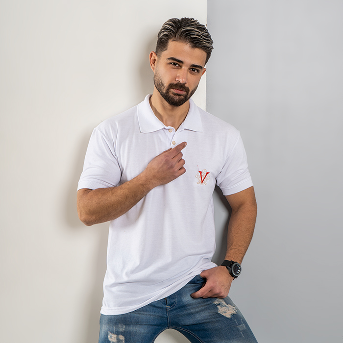 تیشرت V سفید مردانه مدل Sadra