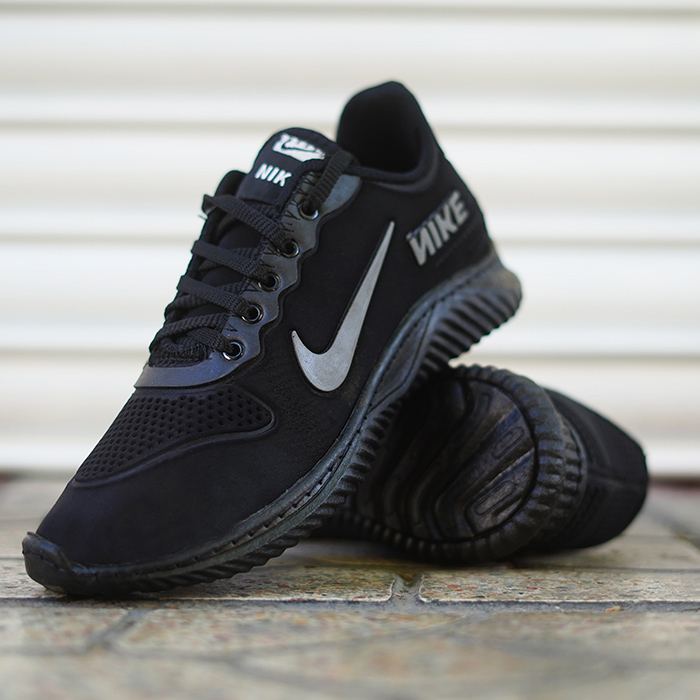 کفش ورزشی مردانه نایک مشکی طوسی مدل Bahman