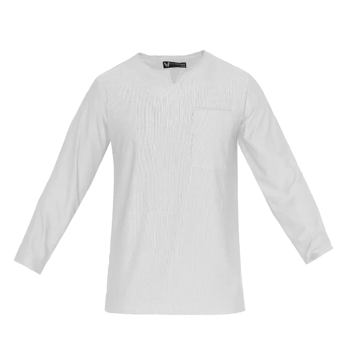 تیشرت آستین بلند یقه کوبایی سفیدمردانه مدل Asam