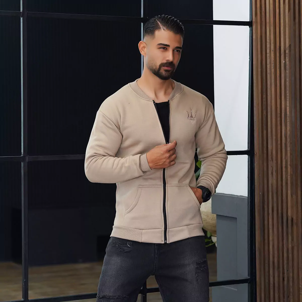 سوییشرت مردانه کرم مدل wendi