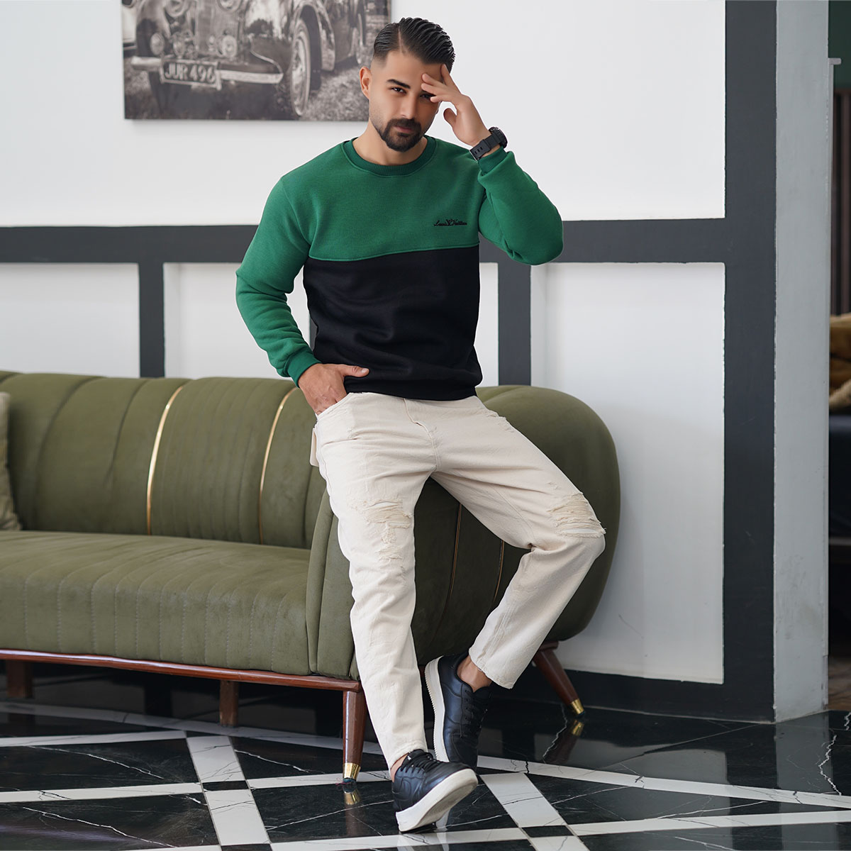 دورس مردانه سبز مشکی مدل Louis