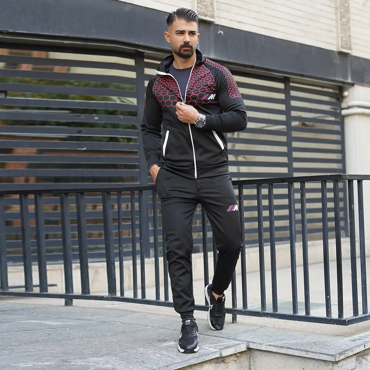 ست سوئیشرت شلوار قرمز مشکی مردانه مدل matio