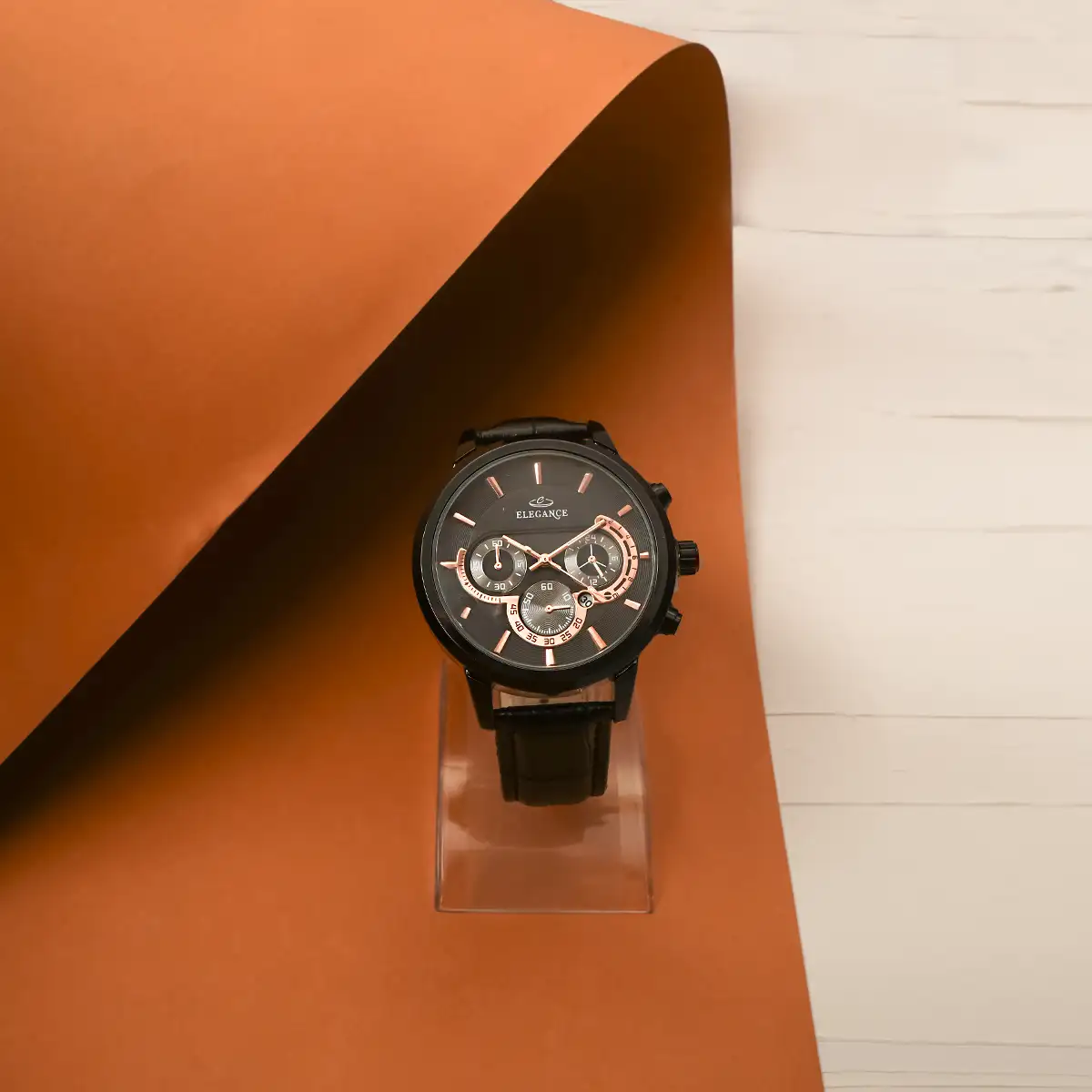 ساعت ELEGANCE مشکی صفحه مشکی مدل B62
