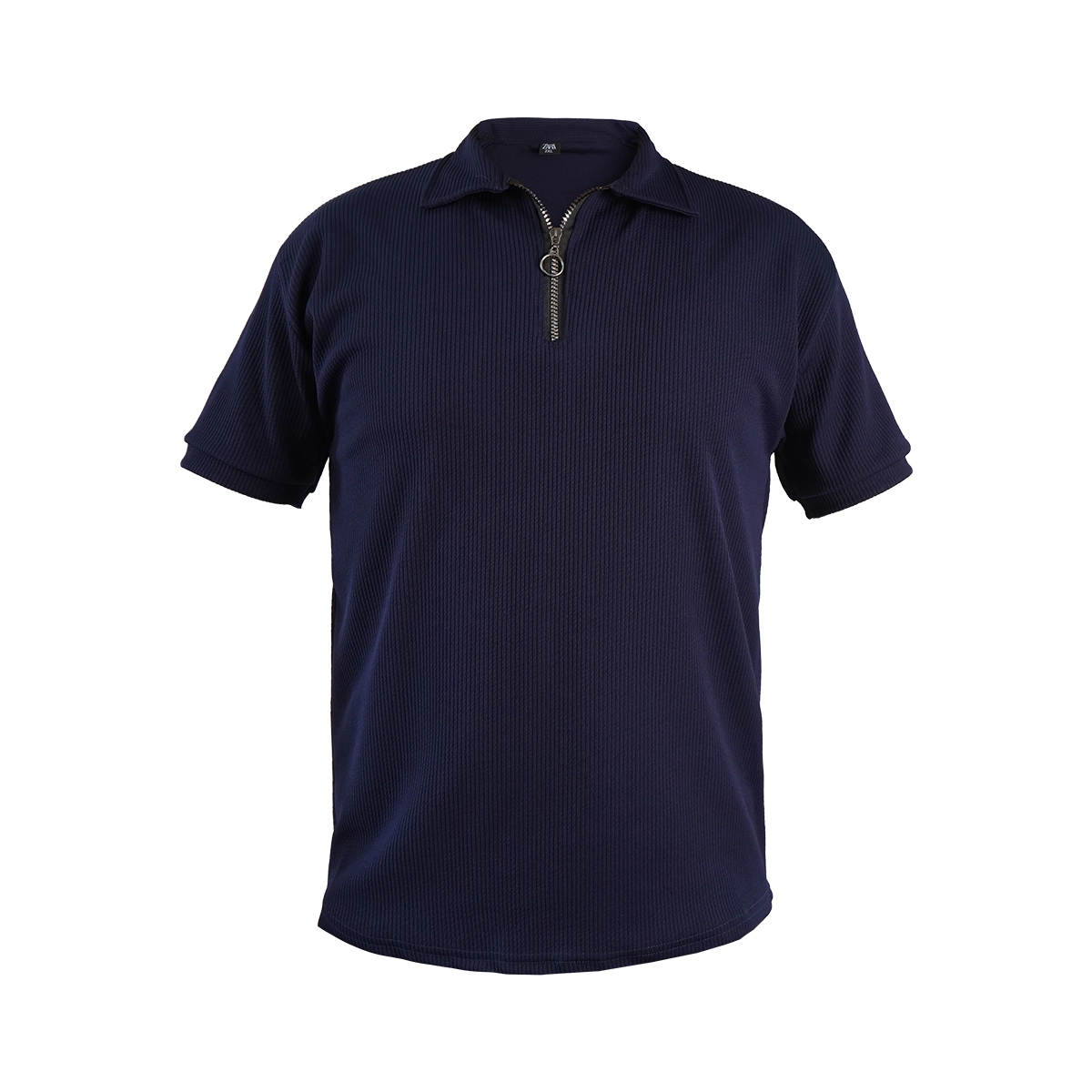 تیشرت مردانه یقه زیپ دار سرمه ای مدل Arban