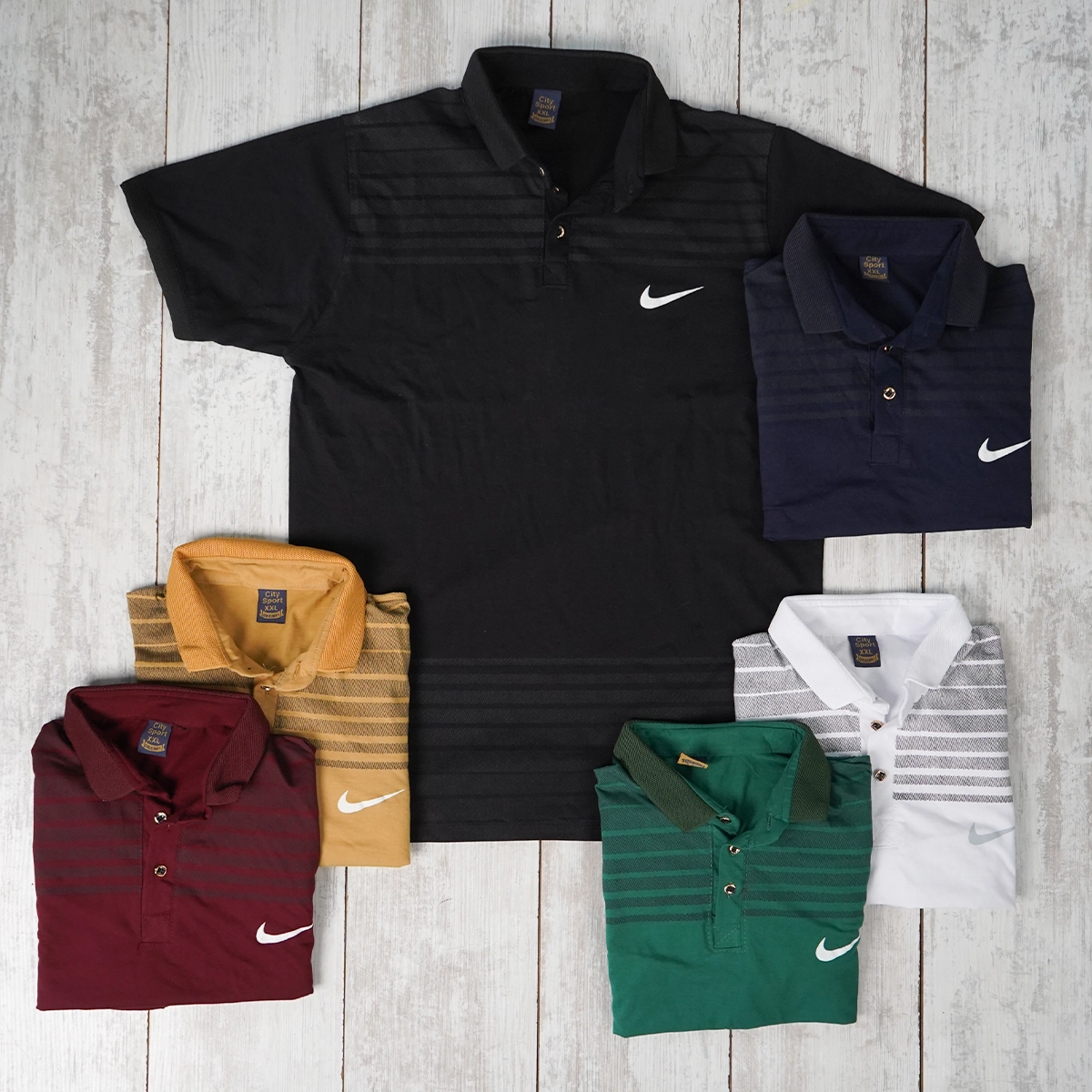 تیشرت یقه دار راه راه سرمه ای مدل Farhan