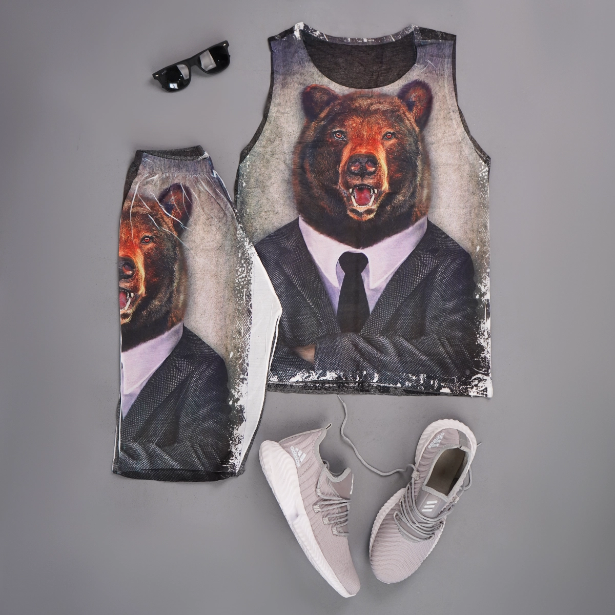 ست رکابی شلوارک مردانه طرح خرس