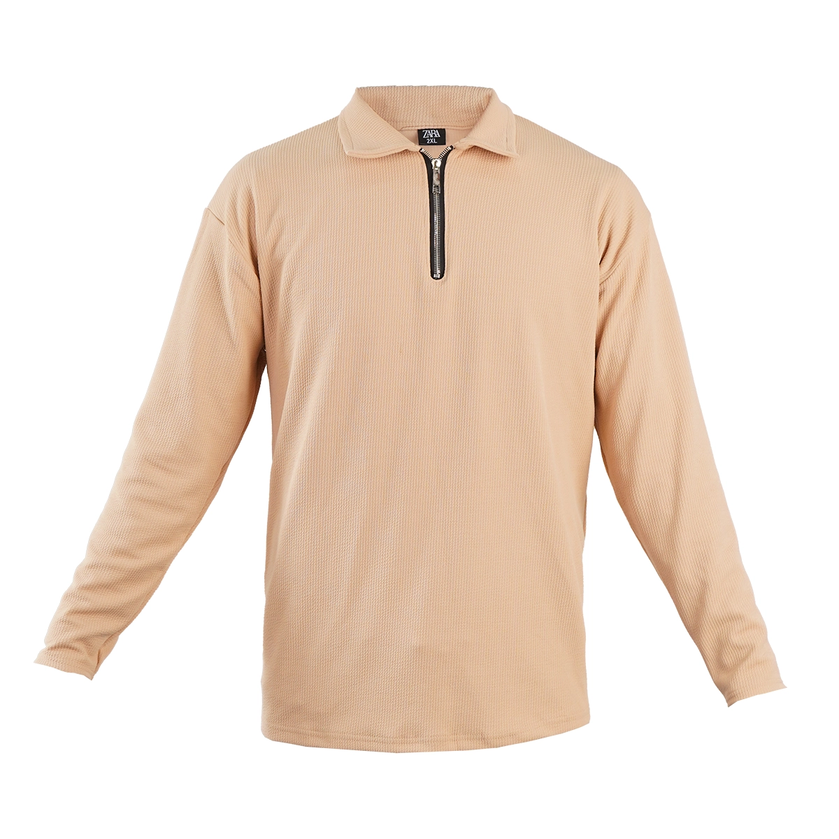 بلوز مردانه نیم زیپ آستین بلند کرم مدل FARBOD