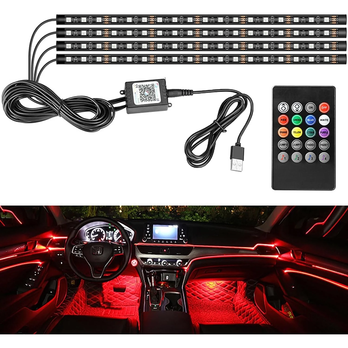 چراغ نور پردازی زیر پایی خودرو ( 8 رنگ)