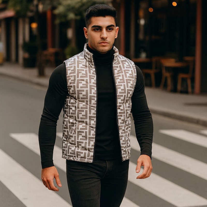 پافر مردانه طوسی مدل Fendi