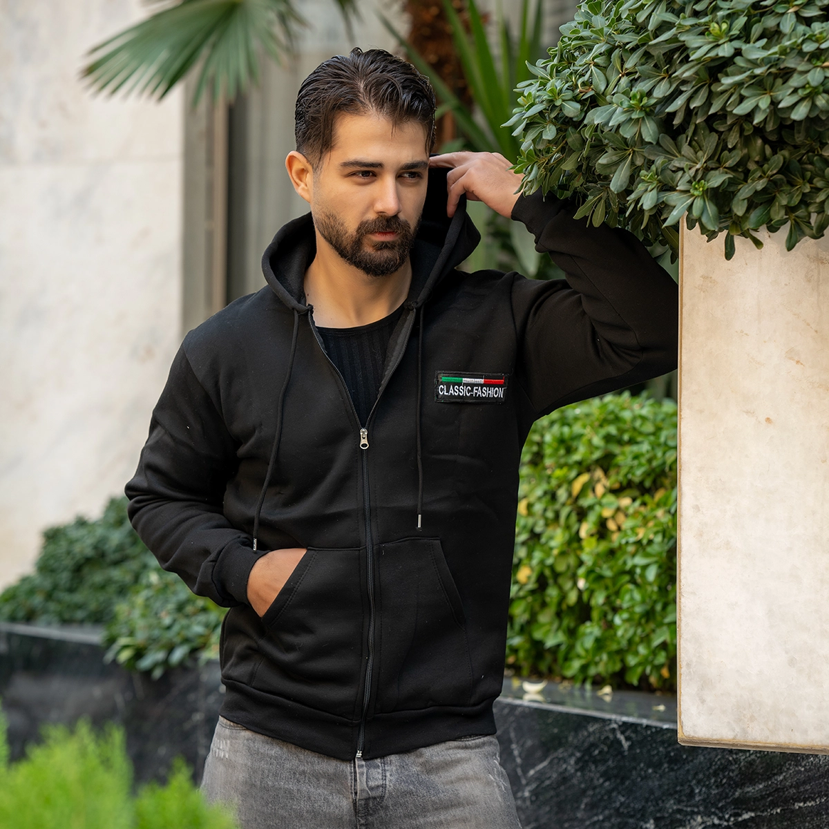 سوییشرت مردانه مشکی مدل Yazdan