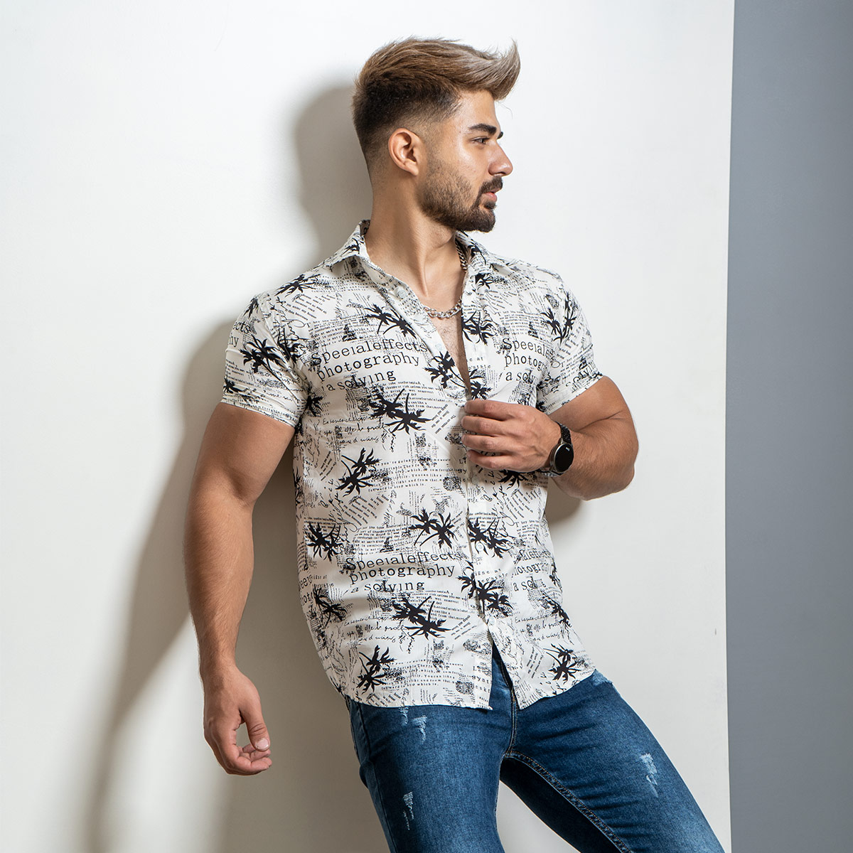 پیراهن هاوایی مردانه مدل Itaka